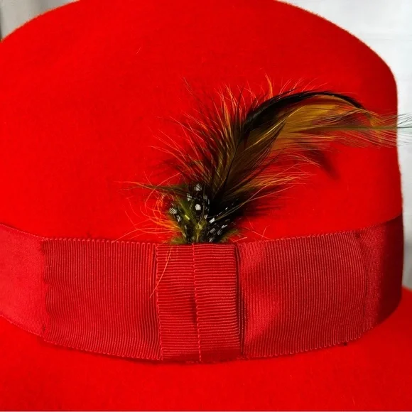 Doeskin Felt 100% Wool Career Collection Fedora Hat with Feather Vintage 60’s - Picture 8 of 15